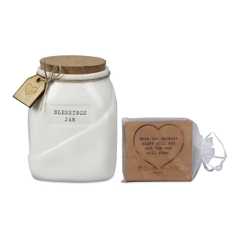 Young's Inc. Ceramic Blessing Jar with Blessing Cards - Cute Room Decor - Christian Gifts - Image 1